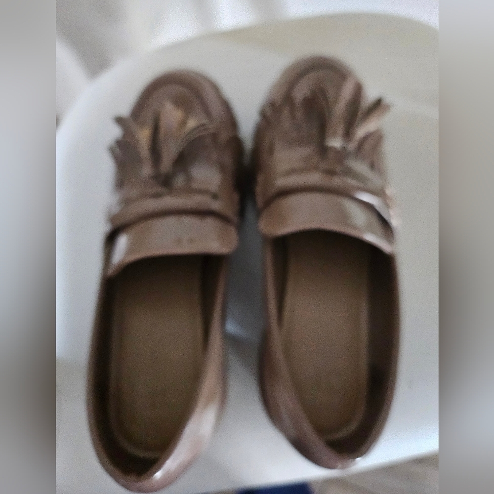 JustFab Sifia Patent Tassel Lug Sole Loafers Women’s Brown Slip-On Shoes Sz 8 - Picture 9 of 11
